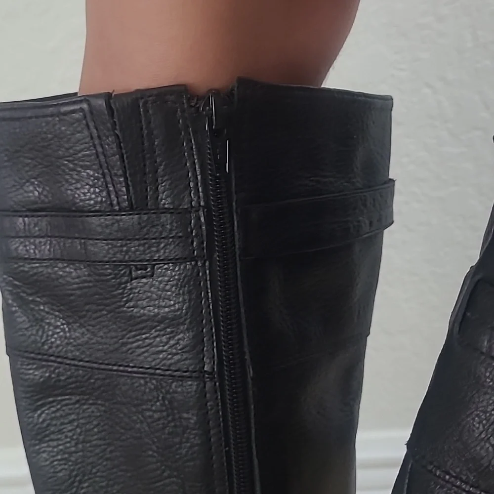 Nurture Knee High Black Leather Boots Size 9